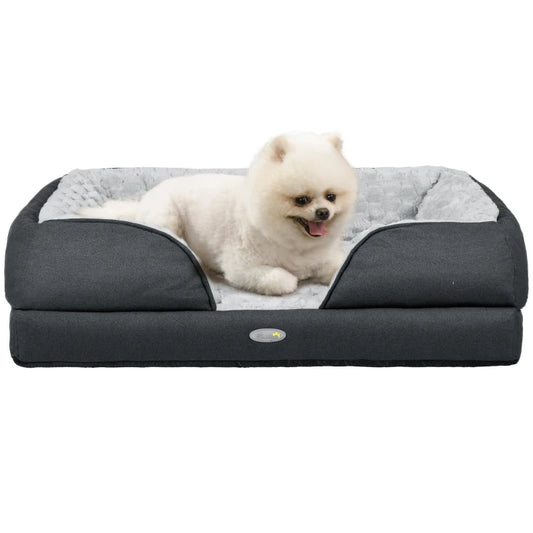 Dog Bed Pet Mattress w/ Removable Cover, Anti-Slip Bottom, for Small Dogs, 70L x 50W x 18Hcm - Charcoal Grey