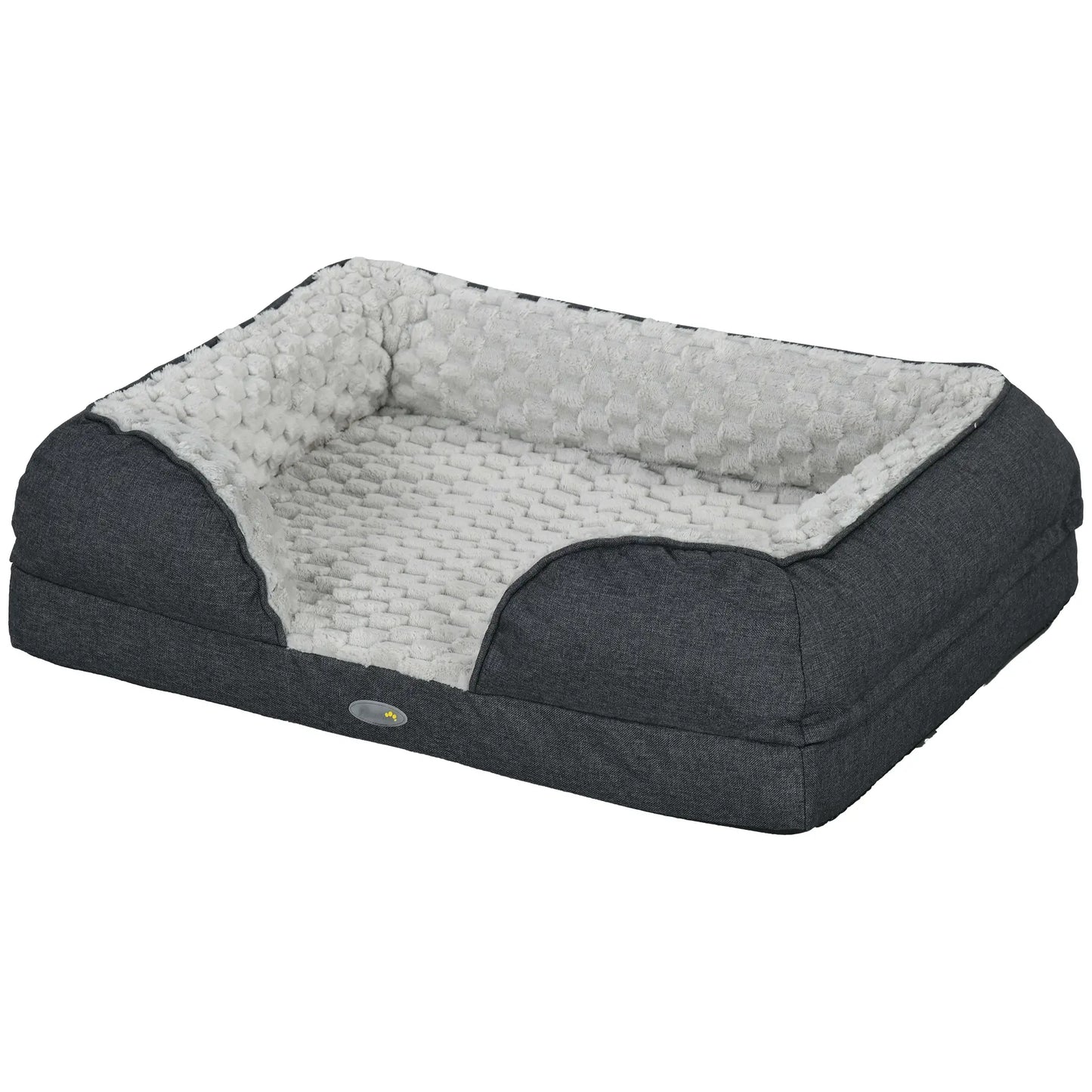 Dog Bed Pet Mattress w/ Removable Cover, Anti-Slip Bottom, for Small Dogs, 70L x 50W x 18Hcm - Charcoal Grey