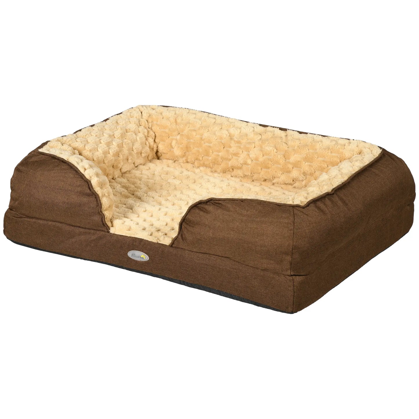 Dog Bed Pet Mattress w/ Removable Cover, Anti-Slip Bottom, for Small Dogs, 70L x 50W x 18Hcm - Brown