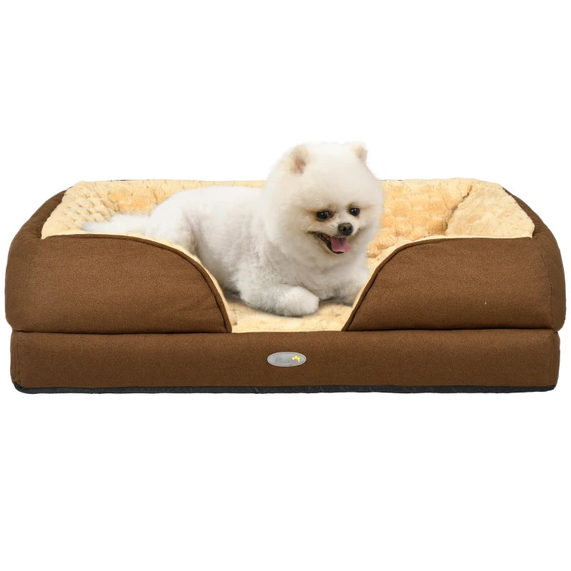 Dog Bed Pet Mattress w/ Removable Cover, Anti-Slip Bottom, for Small Dogs, 70L x 50W x 18Hcm - Brown