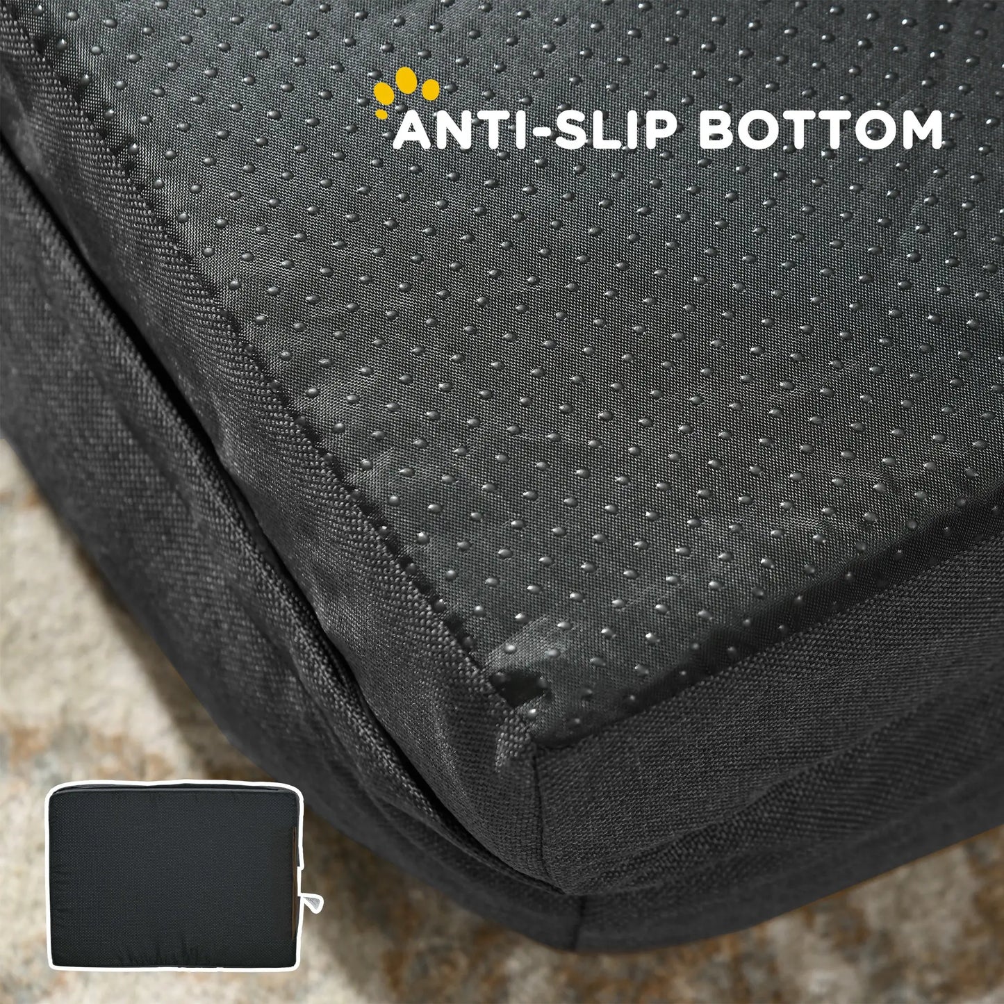 Dog Bed Pet Mattress w/ Removable Cover, Anti-Slip Bottom, for Small Dogs, 70L x 50W x 18Hcm - Charcoal Grey