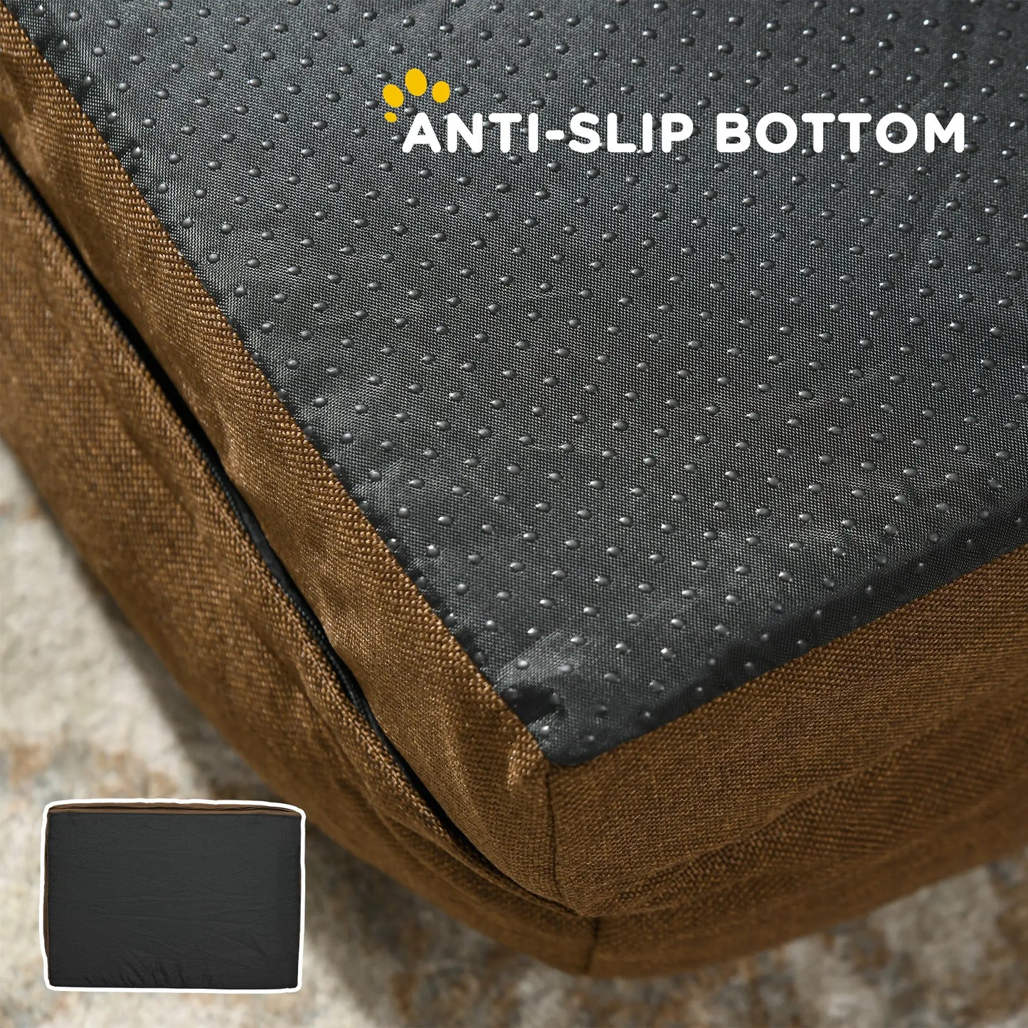 Dog Bed Pet Mattress w/ Removable Cover, Anti-Slip Bottom, for Small Dogs, 70L x 50W x 18Hcm - Brown