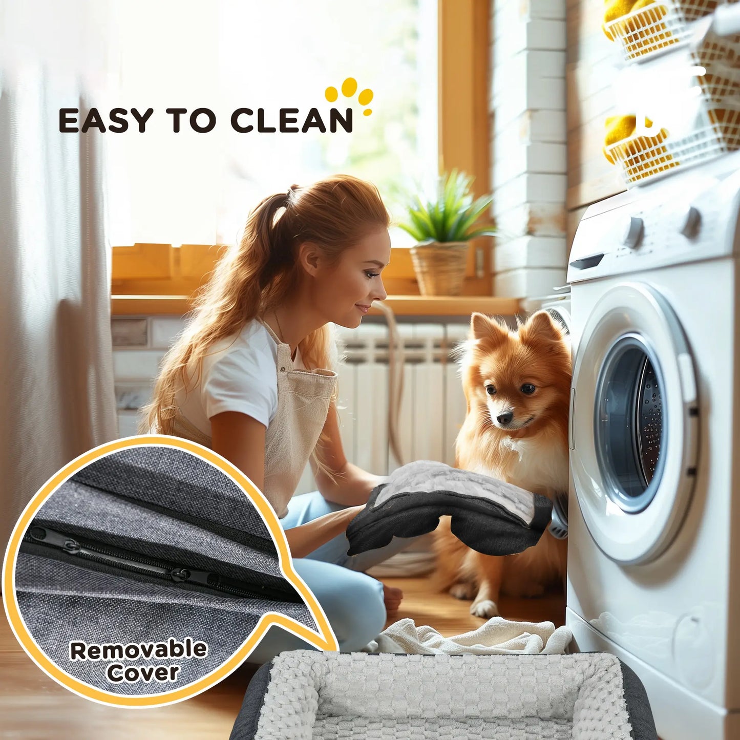 Dog Bed Pet Mattress w/ Removable Cover, Anti-Slip Bottom, for Small Dogs, 70L x 50W x 18Hcm - Charcoal Grey